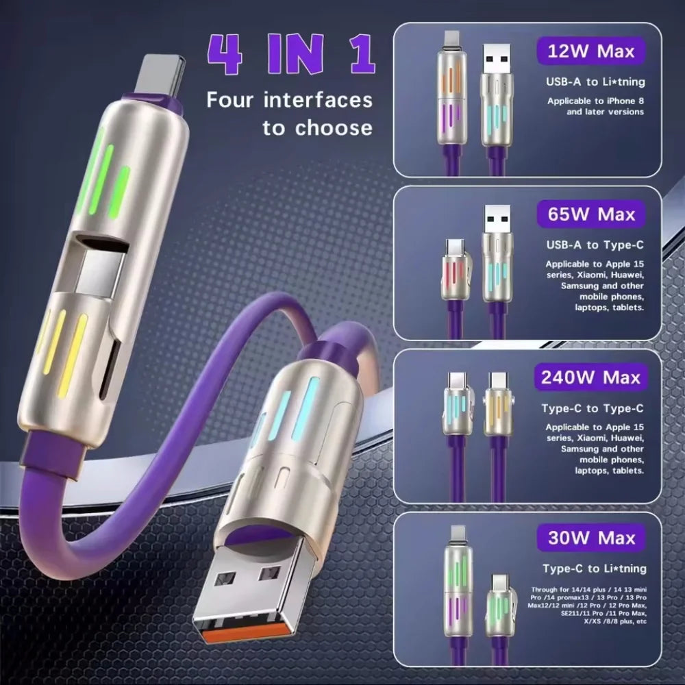 4 in 1 Multi 240W Fast charging cable