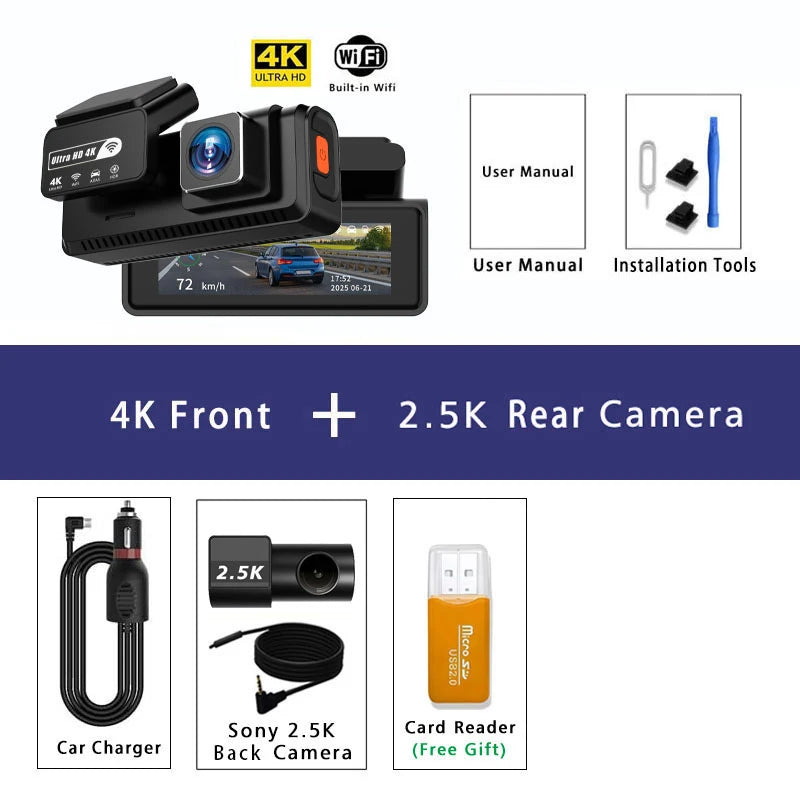 VIRALET Sentinel 4K Dash Cam – WiFi, GPS & 24H Night Vision