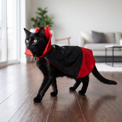 Petsona Cat Vampire Costume – Halloween Cloak & Hat Set