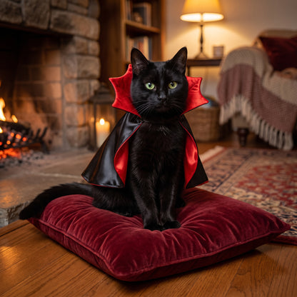 Petsona Cat Vampire Costume – Halloween Cloak & Hat Set