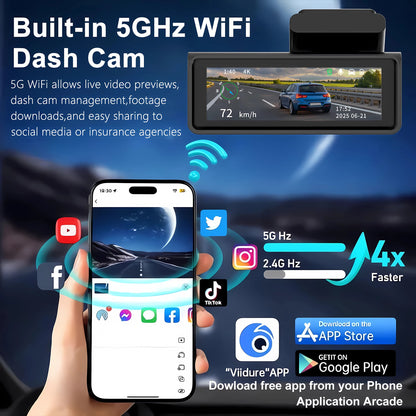 VIRALET Sentinel 4K Dash Cam – WiFi, GPS & 24H Night Vision