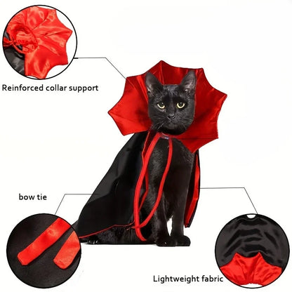 Petsona Cat Vampire Costume – Halloween Cloak & Hat Set