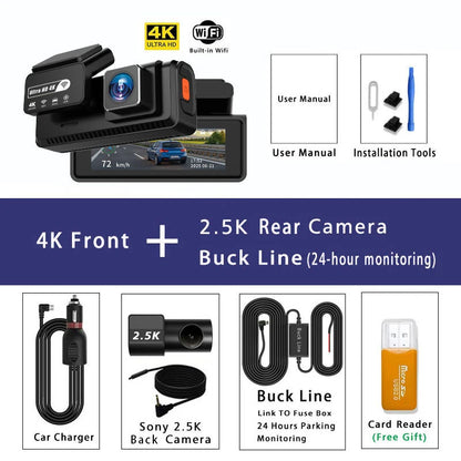 VIRALET Sentinel 4K Dash Cam – WiFi, GPS & 24H Night Vision