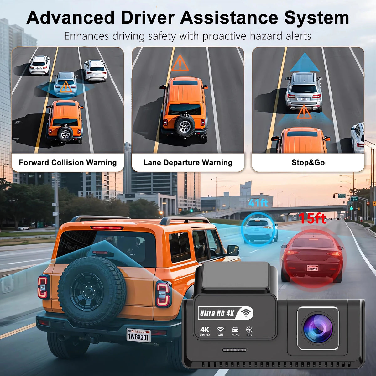 VIRALET Sentinel 4K Dash Cam – WiFi, GPS & 24H Night Vision